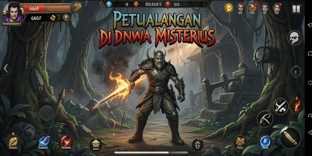 Tangkapan layar gameplay <strong>666F</strong> yang menunjukkan dunia petualangan yang menantang.