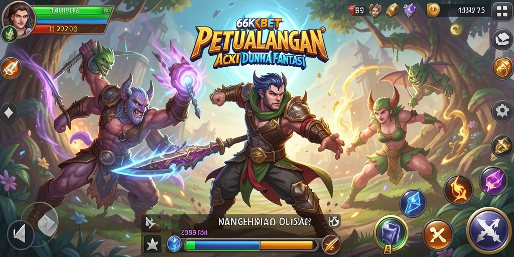 Screenshot gameplay 66KBET menampilkan aksi seru di dunia fantasi.