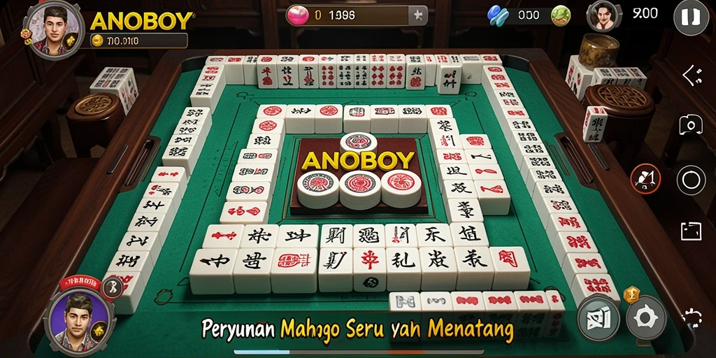 Screenshot gameplay ANOBOY menampilkan keseruan permainan Mahjong.