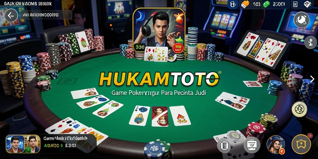 Tampilan screenshot HUKUMTOTO dengan gameplay Poker yang mendebarkan.