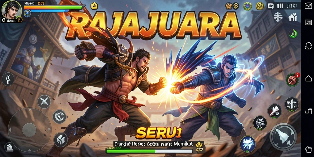 Screenshot gameplay RAJAJUARA menampilkan pertarungan seru antar karakter yang memukau.